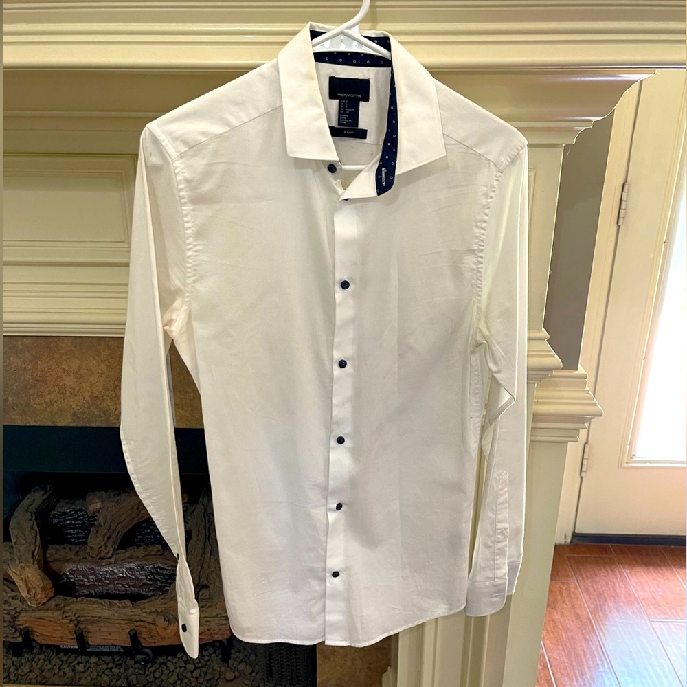 H&M Premium Cotton Slim-fit Button Down Shirt White Men’s Size Small